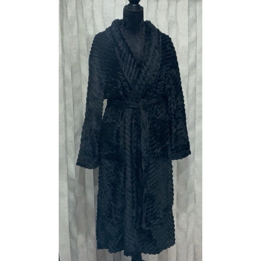 Pavilia Striped Plush Fleece Women’s Robe Size L/XL